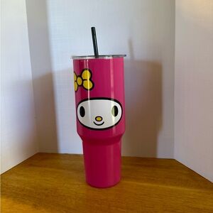 New Pink Hello Kitty Tumbler with Straw 20oz or larger has some scratches